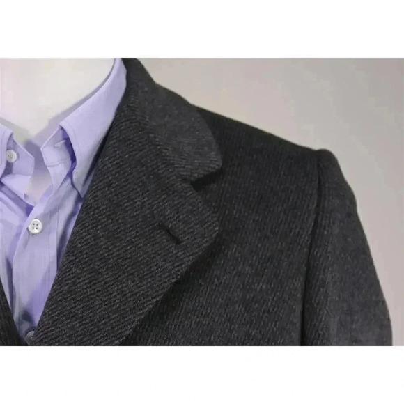 Malcolm Kenneth x B. Altman Kittens Ear Velour Wool Gray/Black Wool Overcoat 41L - Picture 4 of 10